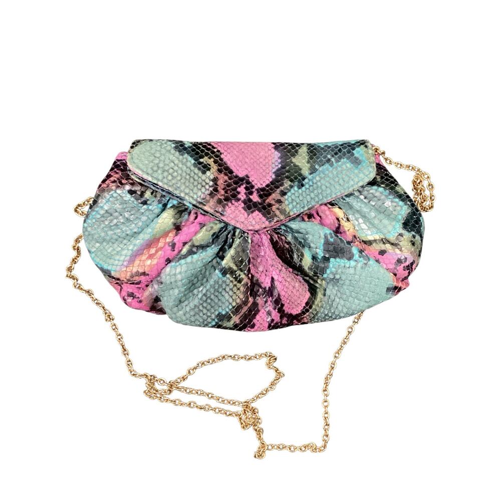 Lauren Merkin Purse Women’s 1 Size Mini Genuine Snakeskin Gold Chain Multicolor